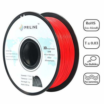 Picture of PRILINE PLA 1.75 3D Printer Filament, Dimensional Accuracy +/-0.03 mm, 1kg Spool,Red