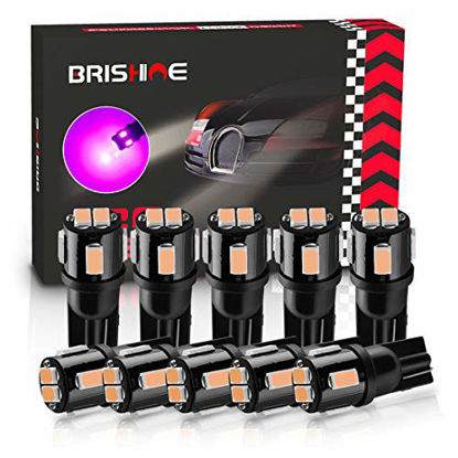 Picture of BRISHINE 194 LED Bulbs Extremely Bright Purple 5630 Chipsets 168 2825 175 T19 W5W LED Replacement Bulbs for Car Interior Dome Map Door Courtesy Trunk License Plate Lights(Pack of 10)