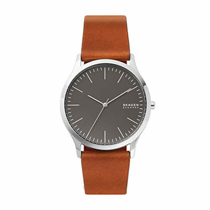 Picture of Skagen Men's Jorn Quartz Analog Stainless Steel and Leather Watch, Color: Metallic (Model: SKW6552)