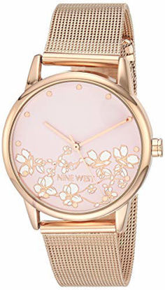 Picture of Nine West Women's Rose Gold-Tone Mesh Bracelet Watch, NW/2428FLRG