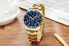 Picture of Mens Watches Chronograph Gold Blue Stainless Steel Waterproof Date Analog Quartz Watch Business Casual Fashion Wrist Watches for Men
