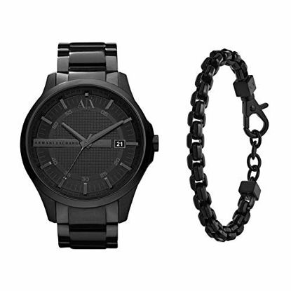 Picture of Armani Exchange Men's AX2104 Watch with Stainless Steel Chain Bracelet, Black