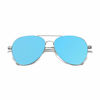 Picture of SOJOS Classic Aviator Mirrored Flat Lens Sunglasses Metal Frame with Spring Hinges SJ1030 with Silver Frame/Blue Mirrored Lens