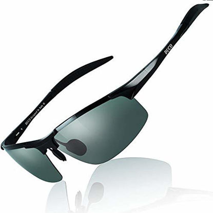 Picture of DUCO Mens Sports Polarized Sunglasses UV Protection Sunglasses for Men 8177s(Black Frame Green Lens)
