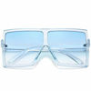 Picture of GRFISIA Square Oversized Sunglasses for Women Men Flat Top Fashion Shades (Clear Blue Frame- Blue Lens, 2.56)