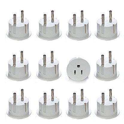 Picture of OREI American USA To European Schuko Germany Plug Adapters CE Certified Heavy Duty - 12 Pack