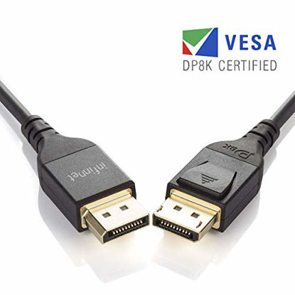 Picture of Infinnet DisplayPort 1.4 Cable 8K 60Hz, 4K 144Hz, 4K 120Hz, 2K 280Hz 240Hz Slim & Flexible DisplayPort to DisplayPort Cable DP 1.4 HBR3 Cord, HDR, VESA Certified, 2 Meters (6.5 ft) Black