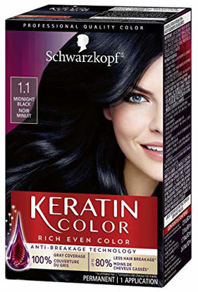 Picture of Schwarzkopf Keratin Color Permanent Hair Color Cream, 1.1 Midnight Black (Packaging May Vary), Pack of 1
