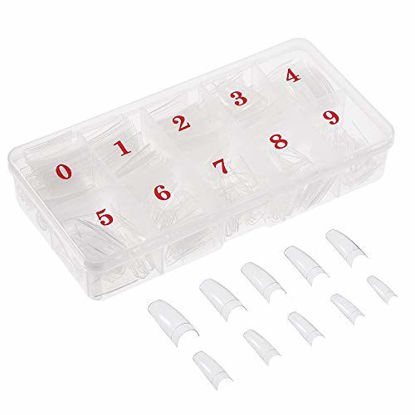 Picture of AORAEM 500pcs Lady French Acrylic Style Artificial False Nails Half Tips & Box (Clear)