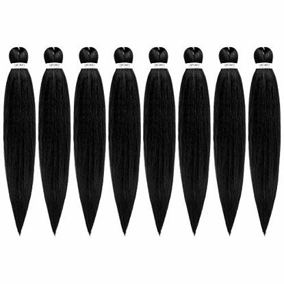 Picture of Pre-stretched Professional Braiding Perm Yaki Hair 20"-8packs/lot Hot Water Setting Synthetic Fiber Crochet Braids Crochet Hair Braiding Hair Extension Twist Braid (#1)