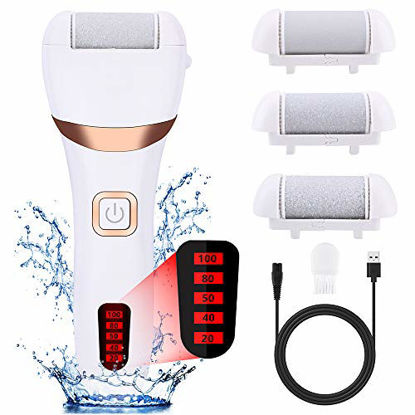 Picture of Electric Foot Callus Remover Kit, ELMCHEE Rechargeable callous removers 3 Grinding Heads Portable Waterproof foot file, Professional Pedicure Tools Feet Care for Dead, Hard Cracked Dry Skin