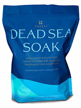 Picture of Yareli Dead Sea Bath & Foot Soak, Magnesium Bath Salt Flakes, Stronger Alternative to Epsom Salt 15lbs
