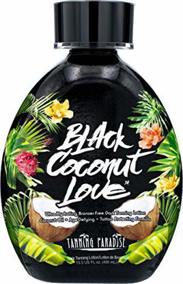 Picture of Tanning Paradise Black Coconut Love Tanning Lotion | Coconut Oil | Age-Defying | Tattoo Protecting Formula | Ultra Hydrating Dark Tanning Lotion, 13.5oz