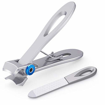 Picture of Nail Clippers for Thick Nails, 17mm Wide Jaw Opening Finger Nail Cutter for Ingrown Toenail Clippers Trimmer for Men&Women (Large- Silver)