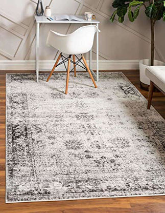 Picture of Unique Loom Sofia Collection Traditional Vintage Area Rug, 3' 3" x 5' 3", Gray/Ivory
