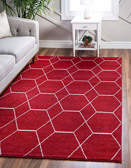3 x 5 Unique Loom Trellis Collection Geometric Modern Red Area Rug 3 x 5 Unique Loom Trellis Collection Geometric Modern Red Area Rug