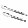 Picture of 304 Stainless Steel Kitchen Cooking Tongs, 9" and 12" Set of 2 Sturdy Grilling Barbeque Brushed Locking Food Tongs with Ergonomic Grip, Grey