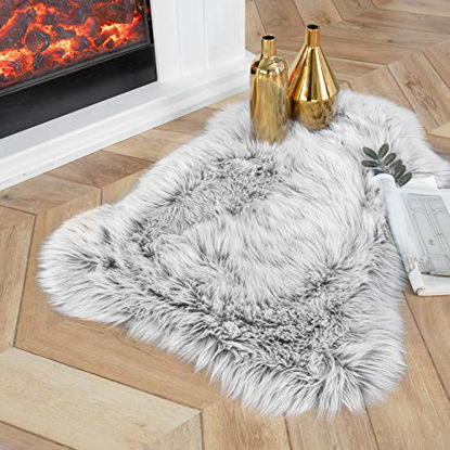 Picture of Ashler Soft Faux Sheepskin Fur Chair Couch Cover Area Rug Bedroom Floor Sofa Living Room Light Gray 2 x 3 Feet