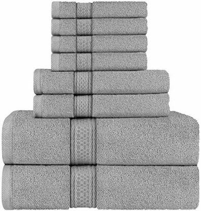 Picture of Utopia Towels Cool Grey, Towel Set, 2 Bath Towels, 2 Hand Towels, and 4 Washcloths, 600 GSM Ring Spun Cotton Highly Absorbent Towels for Bathroom, Shower Towel, (Pack of 8)