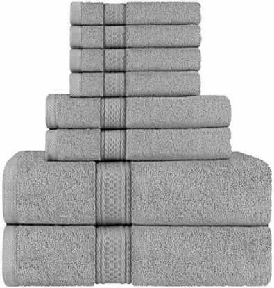 Picture of Utopia Towels Cool Grey, Towel Set, 2 Bath Towels, 2 Hand Towels, and 4 Washcloths, 600 GSM Ring Spun Cotton Highly Absorbent Towels for Bathroom, Shower Towel, (Pack of 8)