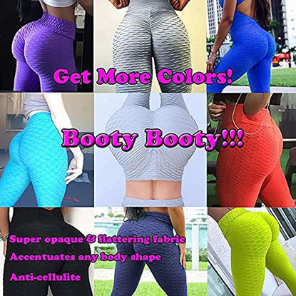 Picture of A AGROSTE Women's High Waist Yoga Pants Tummy Control Workout Ruched Butt Lifting Stretchy Leggings Textured Booty Tights