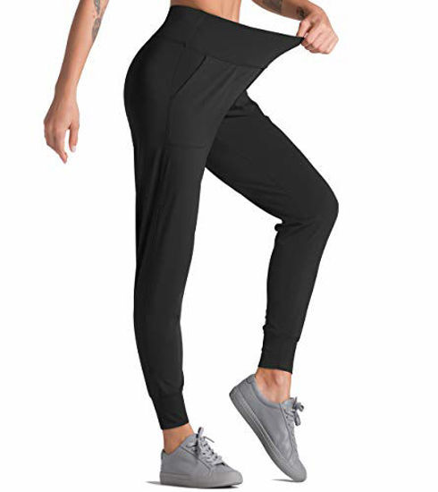 GetUSCart- Dragon Fit Joggers for Women with Pockets,High Waist Workout  Yoga Tapered Sweatpants Women's Lounge Pants (Joggers78-Black, X-Large)