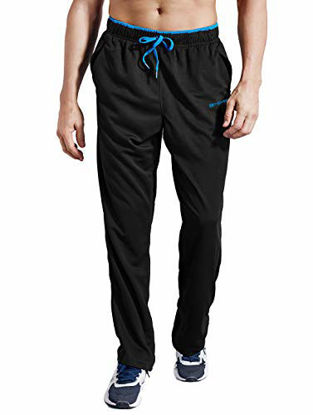 Picture of ZENGVEE Sweatpants for Men with Zipper Pockets Open Bottom Athletic Pants for Jogging, Workout, Gym, Running, Training (0709BlackBlue01,L)