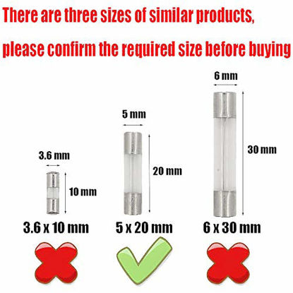 Picture of SIXQJZML 10 Pack F8AL Fast-Blow Fuse 8A 8amp 125V Glass Fuses 0.2 x 0.78 inch / 5 x 20 mm (125Volt) (F8A)