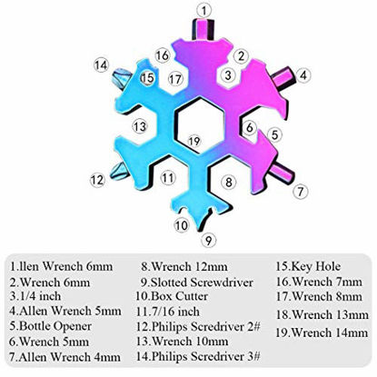 Picture of No Touch Door Opener Hand Tool - 18 in 1 Snowflake Multi-tool, Screwdriver -Bottle opener,Outdoor Wrench Multi-tool STANDARD/METRIC Snowflake Wrench Cool gadgets,Great Christmas gift, Father'day Gift