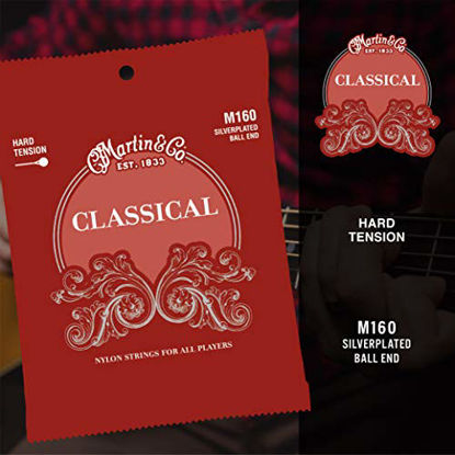 Picture of Martin Guitar Classical M160, Nylon Hard Tension Silver-Plated Ball End Acoustic Guitar Strings