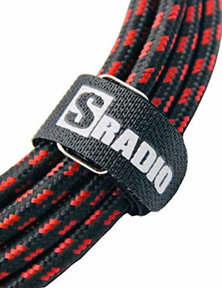 Picture of SRADIO Guitar Instrument Cable 20 Foot, AMP Cord Right Angle 1/4-Inch TS to Straight 1/4-Inch TS Guitar Cable 20FT with Red Tweed Cloth for Electric GuitarBassKeyboard