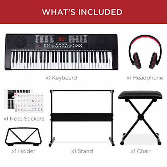 Picture of Best Choice Products 61-Key Beginners Electronic Keyboard Piano Set w/LED Screen, Recorder, 3 Teaching Modes, H-Stand, Stool, Headphones, Microphone