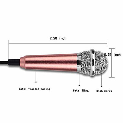 Picture of Mini Microphone,Singing Mic Equipment,Beautiful Vocal Quality,Mini Type Space Saving,Metal Frothing Process,3.5mm Audio Connector,Suitable for Laptop, iPhone, Android Phone (Golden)