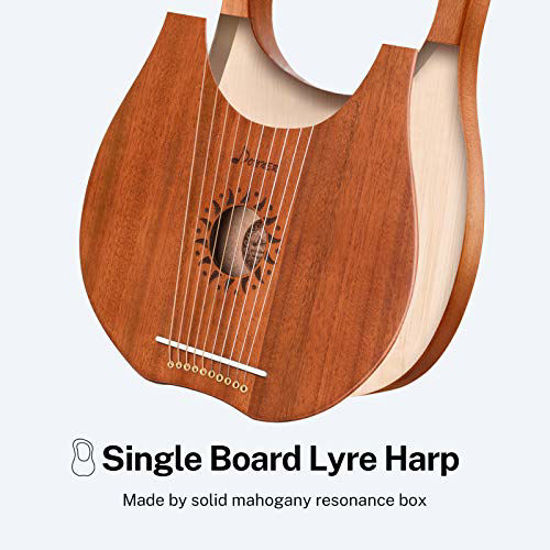 GetUSCart Donner DLH 002 Lyre Harp 10 Metal Strings Bone Saddle