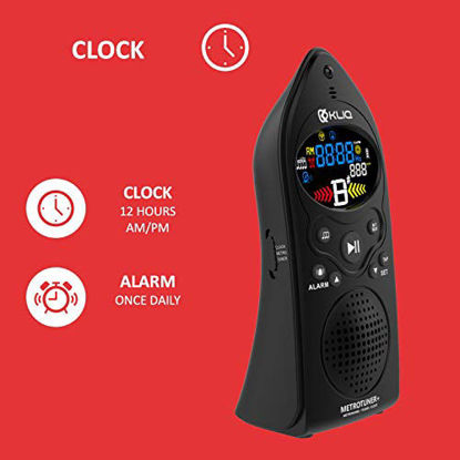Picture of KLIQ MetroTuner - Metronome Tuner for All Instruments - with Chromatic Tuning Mode - Clock/Alarm - USB Rechargeable, Black