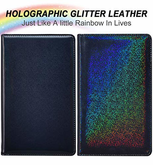 Holographic Glitter Server Book For Waitress Book Organizer Wallet Zipper Pocket 