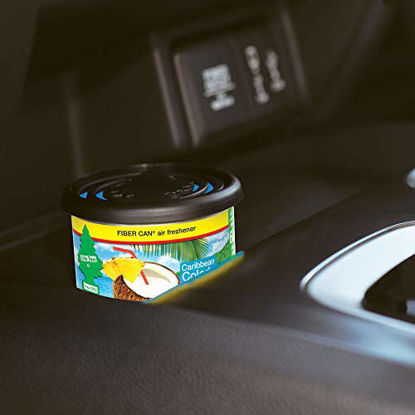 Picture of Little Trees UFC-17824-24 Car Air Freshener | Fiber Can Provides a Long-Lasting Scent for Auto or Home | Adjustable Lid for Desired Strength | Caribbean Colada, 4-Pack