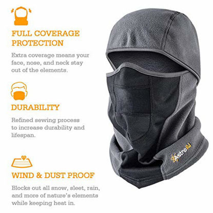 Picture of AstroAI Balaclava 2 Pack Ski Mask Winter Face Mask for Cold Weather Windproof Breathable for Men Women Skiing Snowboarding & Motorcycle Riding, Gray