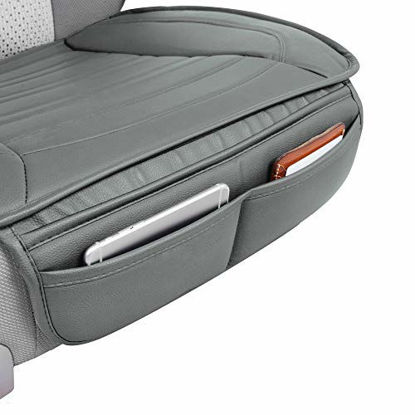 Picture of Motor Trend Gray Universal Car Seat Cushions, Front Seat 2-Pack - Padded Luxury Cover with Non-Slip Bottom & Storage Pockets, Faux Leather Cushion Cover for Car Truck Van and SUV