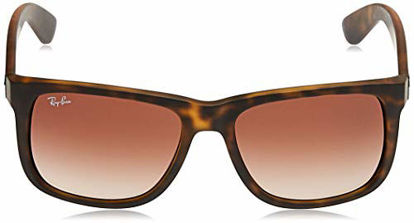 Picture of Ray-Ban RB4165 Justin Rectangular Sunglasses, Rubber Light Havana/Brown Gradient, 55 mm