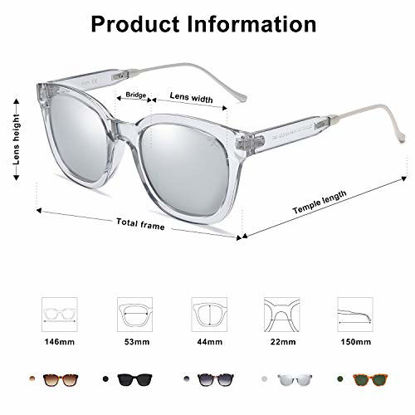 Picture of SOJOS Classic Square Polarized Sunglasses Unisex UV400 Mirrored Glasses SJ2050 with Crystal Grey Frame/Silver Mirrored Lens