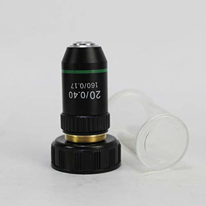 Picture of Reticle Optics 20X Microscope Objective Lens | DIN Standard 160/.17 | 20.2MM Interface | Lab Quality Objective Lens for Compound Biological Microscopes