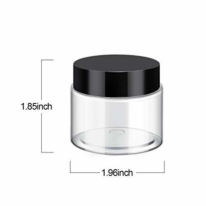 Picture of 6 Pack Plastic Pot Jars Round Clear Leak Proof Plastic Container Jars with Lid for Travel Storage, Eye Shadow, Nails, Paint, Jewelry (3 oz, Black)