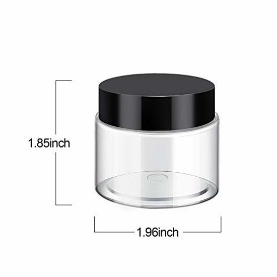 18 Pack 3 oz Plastic Pot Jars Round Clear Leak Proof Plastic Cosmetic  Container Jars with black Lids for Travel Storage Make Up, Eye Shadow,  Nails