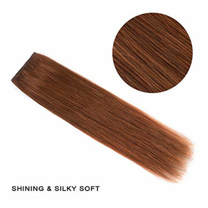 Picture of 12" Clip in Hair Extensions Remy Human Hair for Women - Silky Straight Human Hair Clip on Extensions Medium Auburn 50grams 4pieces #30 Color