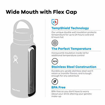 Picture of Hydro Flask Water Bottle - Stainless Steel & Vacuum Insulated - Wide Mouth 2.0 with Leak Proof Flex Cap - 20 oz, Spearmint