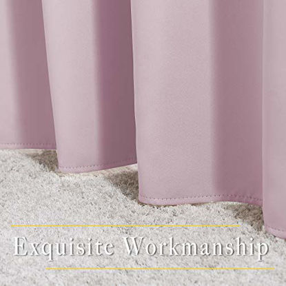 Picture of NICETOWN Blackout Curtains for Girls Room - Thermal Insulated Solid Grommet Room Darkening Curtains/Panels/Drape for Bedroom (Lavender Pink=Baby Pink, 1 Pair, 52 by 84-Inch)