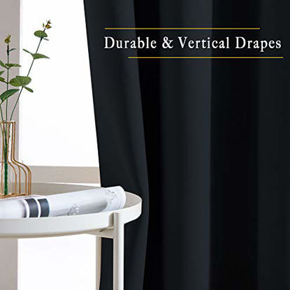 Picture of NICETOWN Black Out Curtains for Living Room - Easy Care Solid Thermal Insulated Grommet Blackout Panels/Drapes for Bedroom Window (2 Panels, 52 inches Wide by 54 inches Long)