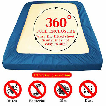 Picture of NTBAY Microfiber California King Fitted Sheet, Wrinkle, Fade, Stain Resistant Deep Pocket Bed Sheet, Royal Blue