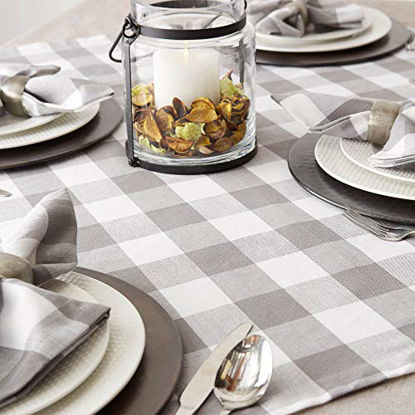 Picture of DII Buffalo Check Collection Classic Tabletop, Table Topper, 40x40, Gray & White
